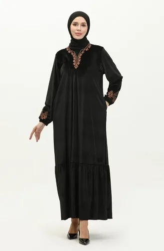 Robe Velours Brodée Grande Taille 24K9068-03 Noir 24K9068-03