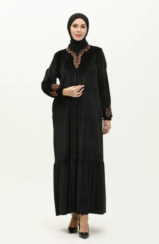 Robe Velours Brodée Grande Taille 24K9068-03 Noir 24K9068-03