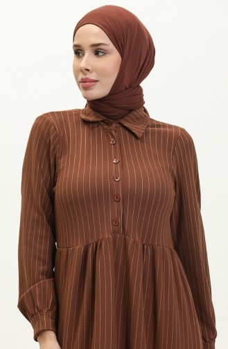 Striped Buttoned Dress 24k9084-02 Tan 24K9084-02