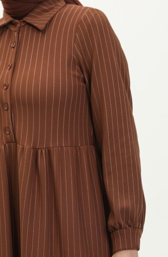 Striped Buttoned Dress 24k9084-02 Tan 24K9084-02
