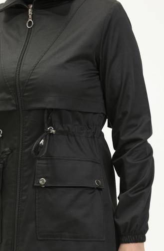 Shirred waist Trench Coat 61331-01 Black 61331-01