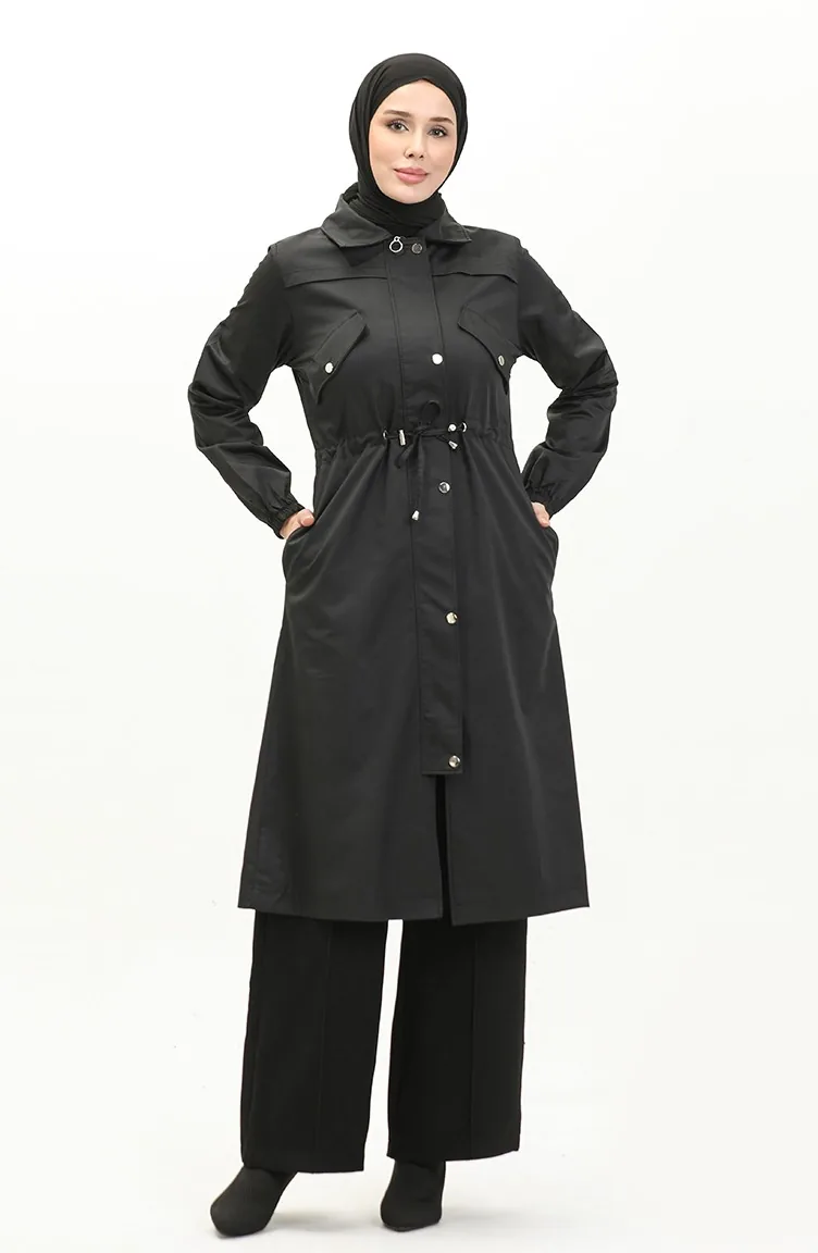 Trench Taille Froncee 61350-01 Noir 61350-01