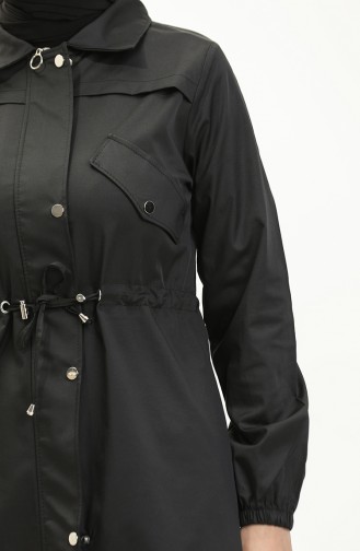 Trenchcoat Met Geplooide Taille 61350-01 Zwart 61350-01