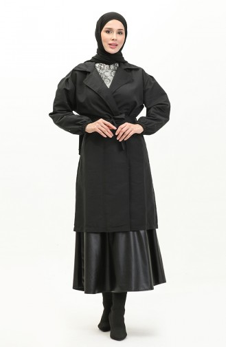 Trenchcoat Met Zak 4434-01 Zwart 4434-01