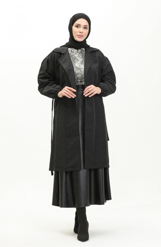 Trenchcoat Met Zak 4434-01 Zwart 4434-01