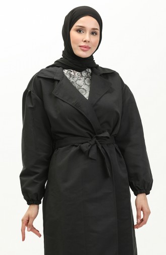 Trenchcoat Met Zak 4434-01 Zwart 4434-01