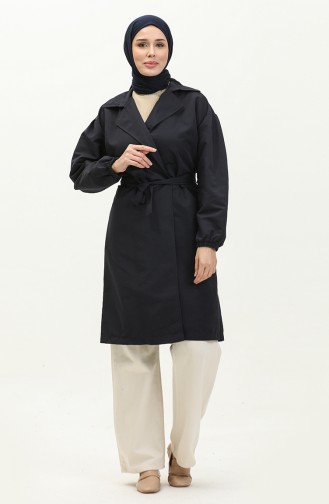 Trenchcoat Met Zak 4434-02 Marineblauw 4434-02