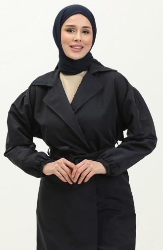 Pocket Trench Coat 4434-02 Navy Blue 4434-02