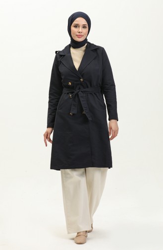 Zweireihiger Trenchcoat mit Kragen 4435-02 Marineblau 4435-02