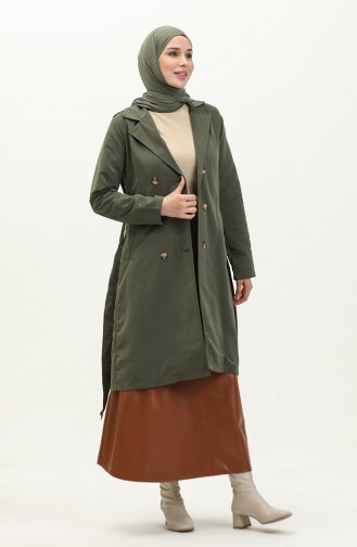 Zweireihiger Trenchcoat mit Kragen 4435-04 Khaki 4435-04