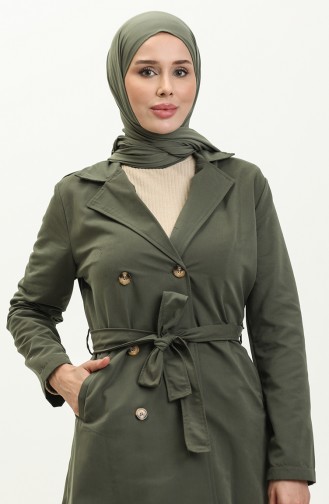 Zweireihiger Trenchcoat mit Kragen 4435-04 Khaki 4435-04