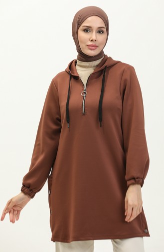 Scuba Kumaş Tunik Kap 24K9054-02 Kahverengi