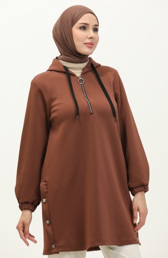 Scuba Kumaş Tunik Kap 24K9054-02 Kahverengi