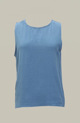 Aerobin Fabric Sleeveless Blouse 0172-01 İndigo 0172-01