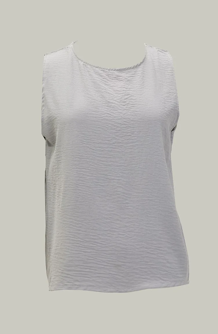 Aerobin Stoff ärmellose Bluse 0172-04 Grau 0172-04