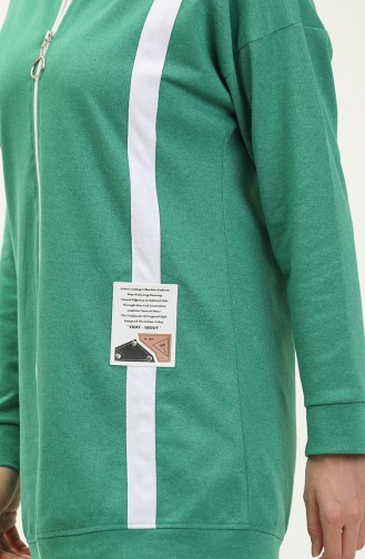 Striped Zippered Tracksuit Set 3035-04 Green 3035-04