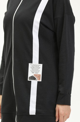 Striped Zippered Tracksuit Set 3035-08 Black 3035-08