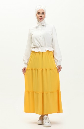 Tiered Elastic waist Skirt 8658-01 Light Mustard 8658-01