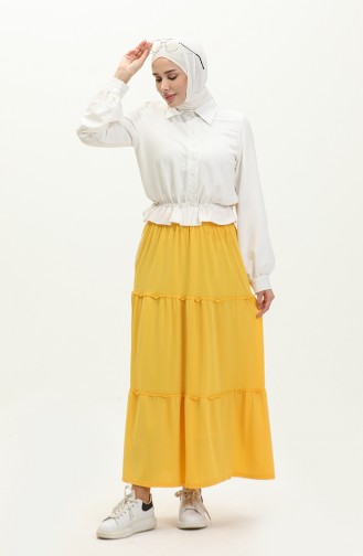 Tiered Elastic waist Skirt 8658-01 Light Mustard 8658-01