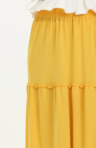 Jupe à Taille Elastique 8658-01 Moutarde Claire 8658-01