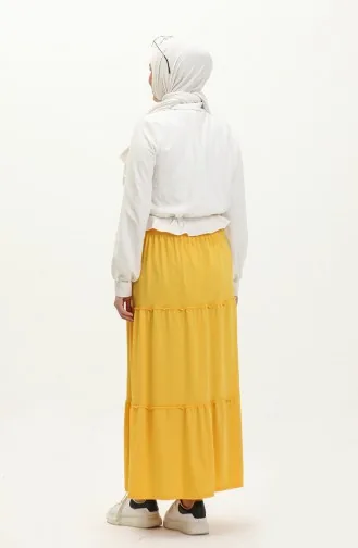 Jupe à Taille Elastique 8658-01 Moutarde Claire 8658-01