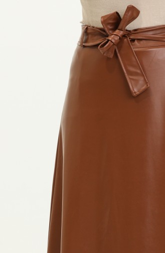 Faux Leather Flared Skirt 24k1020-01 Tan 24K1020-01