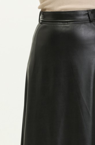 Faux Leather Flared Skirt 24k1020-02 Black 24K1020-02