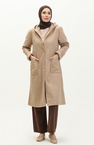 Manteau Saisonnier A Capuche 1691-05 Beige 1691-05