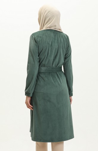 Full-length Buttoned Velvet Cape 0505-01 Emerald Green 0505-01