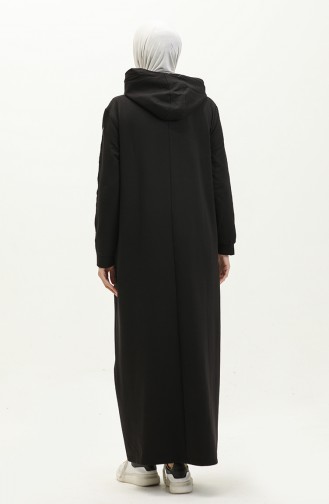 İki İplik Taş Baskılı Elbise 24K9093-02 Siyah