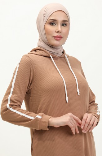 Fitilli Tunik Pantolon İkili Takım 24K9077-01 Kahverengi