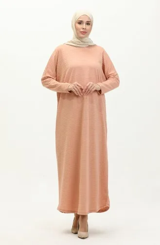 Langes Lurexkleid Mit Fledermausärmeln 8660-01 Puder 8660-01