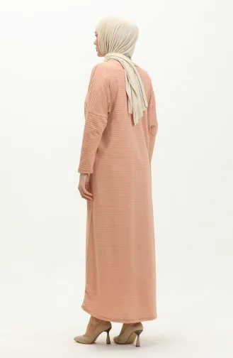 Langes Lurexkleid Mit Fledermausärmeln 8660-01 Puder 8660-01