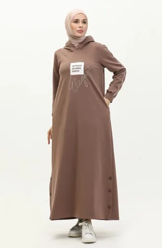 Jurk Met Twee Draads Steenprint 24K9093-01 Dark Mink 24K9093-01