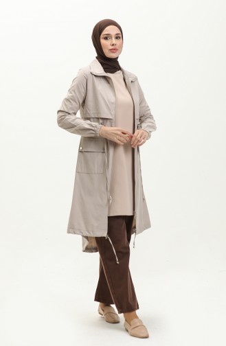 Trenchcoat Mit Geraffter Taille 61331-02 Stone 61331-02