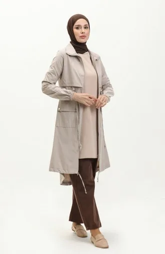 Shirred Trench Coat 61331-02 Stone 61331-02