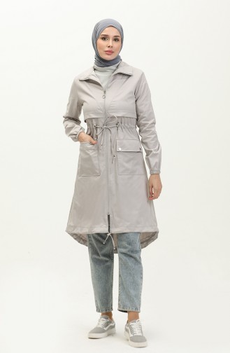 Shirred Trench Coat 61331-03 Grey 61331-03