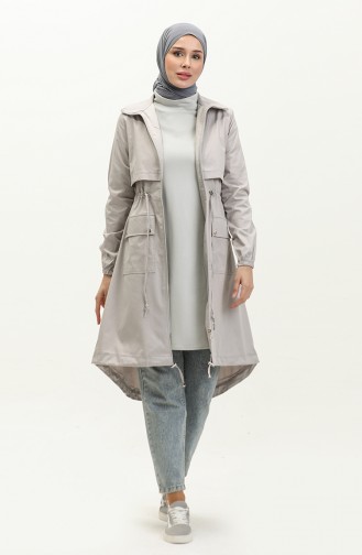 Trenchcoat Met Geplooide Taille 61331-03 Grijs 61331-03