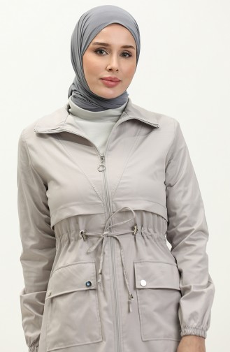 Trenchcoat Met Geplooide Taille 61331-03 Grijs 61331-03