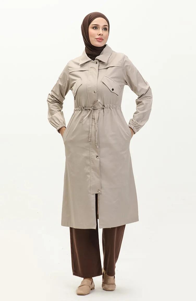 Trenchcoat Mit Geraffter Taille 61350-02 Stone 61350-02