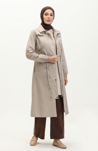 Trenchcoat Met Geplooide Taille 61350-02 Stone 61350-02