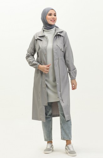 Shirred Trench Coat 61350-03 Grey 61350-03