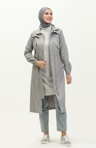 Trenchcoat Met Geplooide Taille 61350-03 Grijs 61350-03