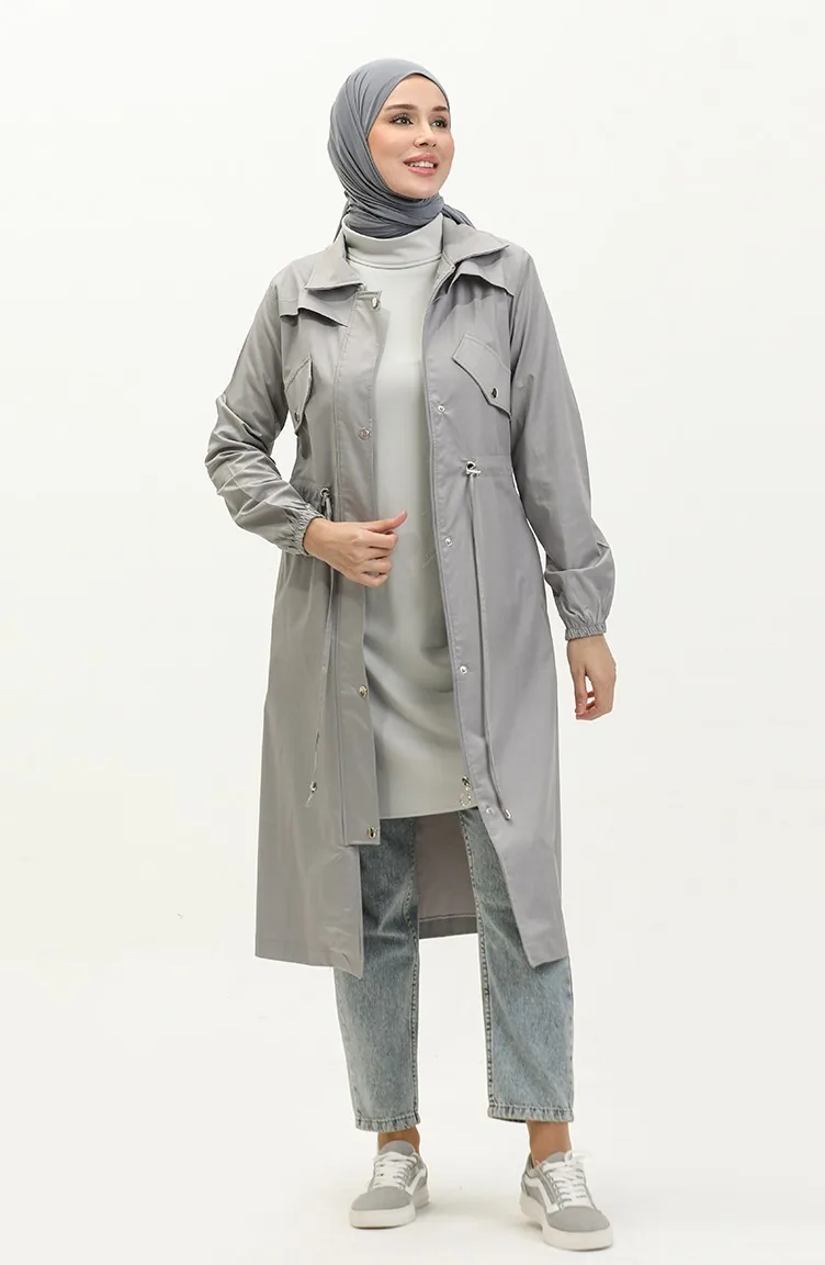 Trench Taille Froncee 61350-03 Gris 61350-03