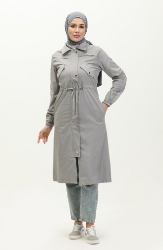 Trenchcoat Mit Geraffter Taille 61350-03 Grau 61350-03