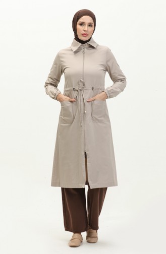 Trenchcoat Met Geplooide Taille 61351-02 Stone 61351-02