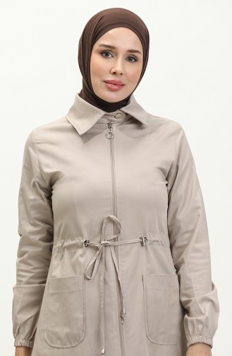 Shirred Trench Coat 61351-02 Stone 61351-02