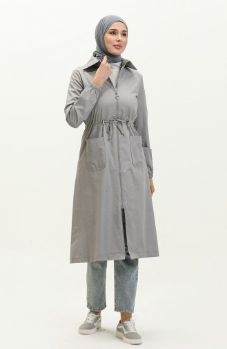 Shirred Trench Coat 61351-03 Grey 61351-03