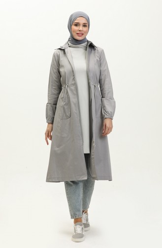 Shirred Trench Coat 61351-03 Grey 61351-03