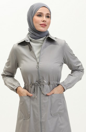 Trenchcoat Met Geplooide Taille 61351-03 Grijs 61351-03